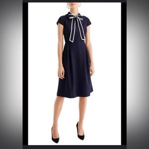 J. Crew Navy tie neck dress in 365 crepe